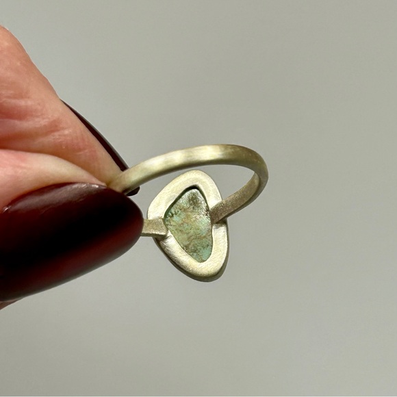 925 Brushed Sterling Silver Sonoran Gold Turquoise Ring - Picture 8 of 13